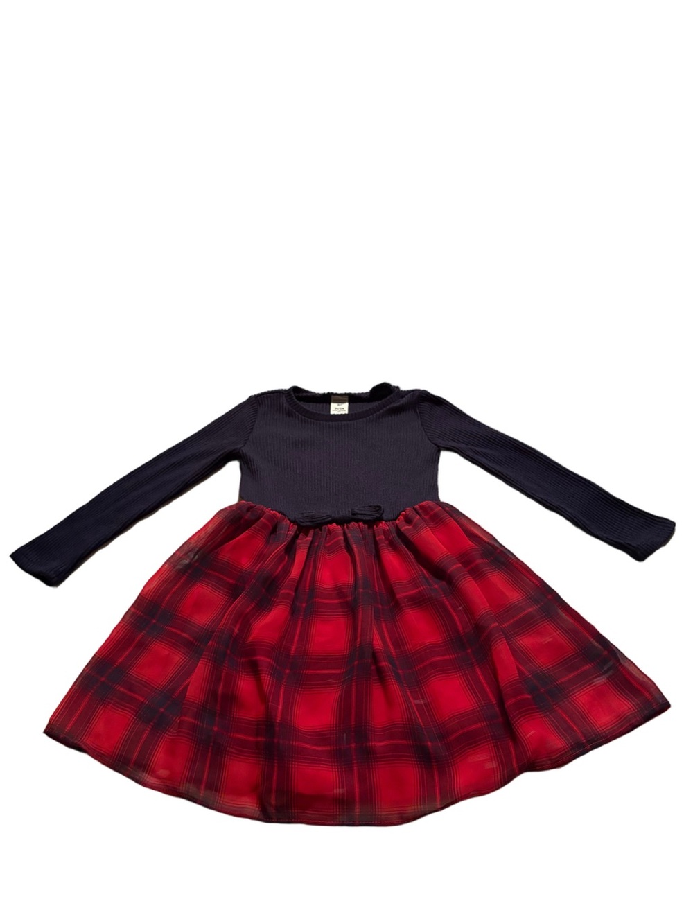 OshKosh B'gosh Navy and Red Plaid Long Sleeve Dress Size 3T